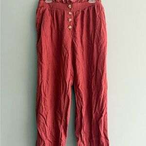 LOFT Red Button-Front Women's linen/cotton Pants